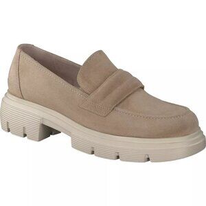 NWT $420 Paul Green Paisley Lug Loafer BEIGE PLATFORM CHUNKY SUEDE 10 US (TD9)